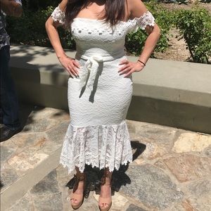White dress. Wore once for rehearsal dinner.